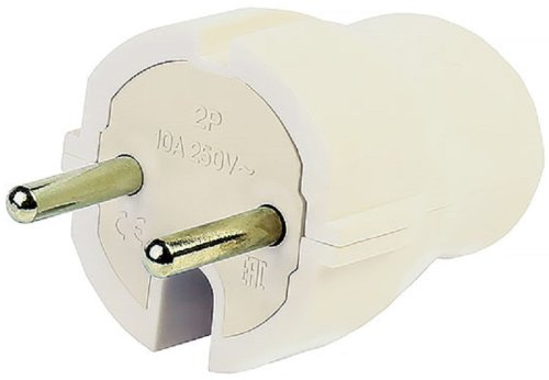 Вилка электрическая без заземления прямая Smartbuy 10А белый картинка 